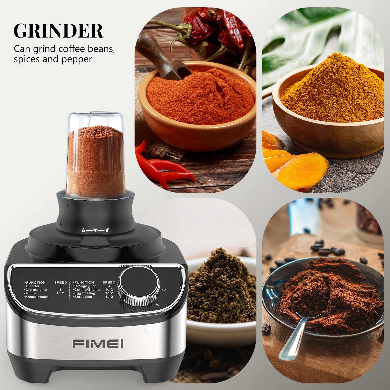 FIMEI Robot Kuchenny 1300W 3 Prędkości 35L Malakser 1,5L Blender — miniatura 8