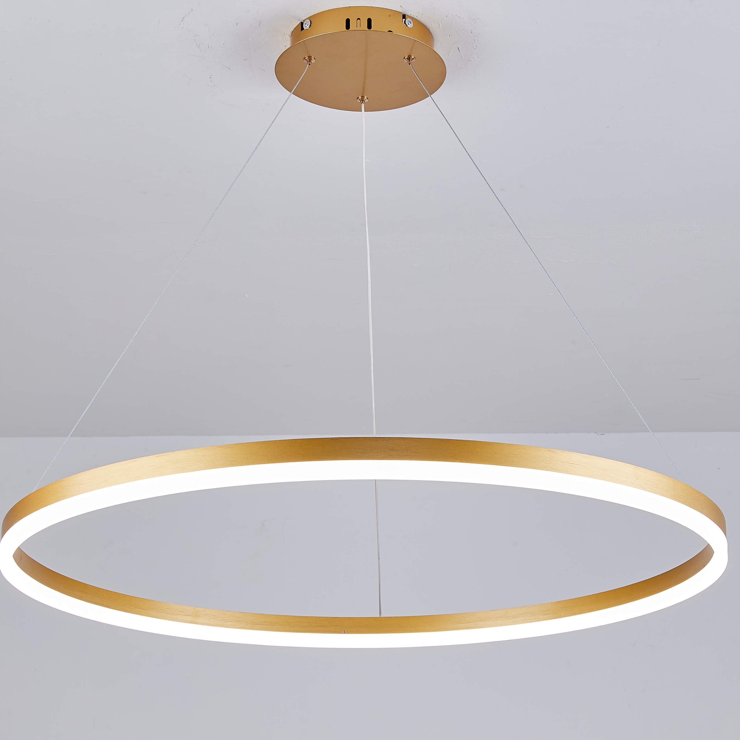 Lampa Sufitowa wisząca Żyrandol Led Pilot Ring 80cm złota do salonu