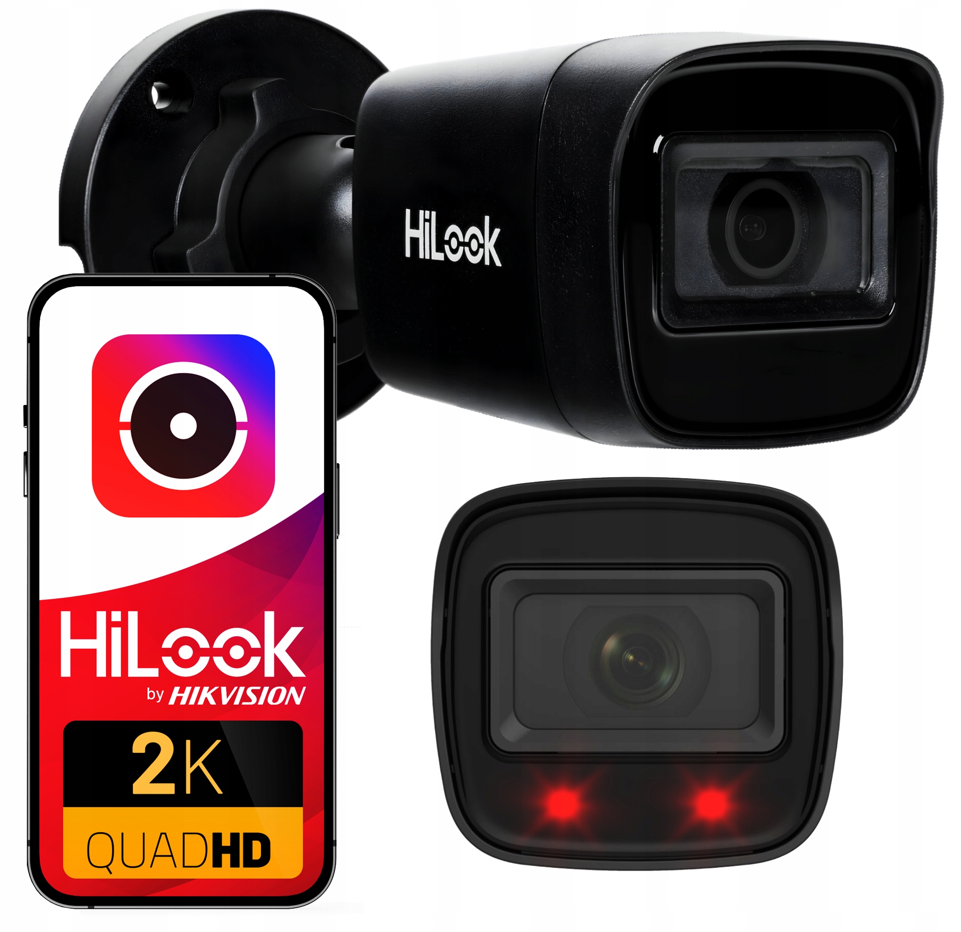 Ip kamera 4MPx 2K+ HiLook by Hikvision IPC-B141H-C Black 2.8 mm PoE IR20 m