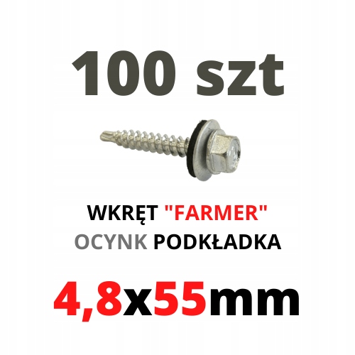 

Wkręty do drewna Farmer 4,8x55 Poliwęglan 100szt