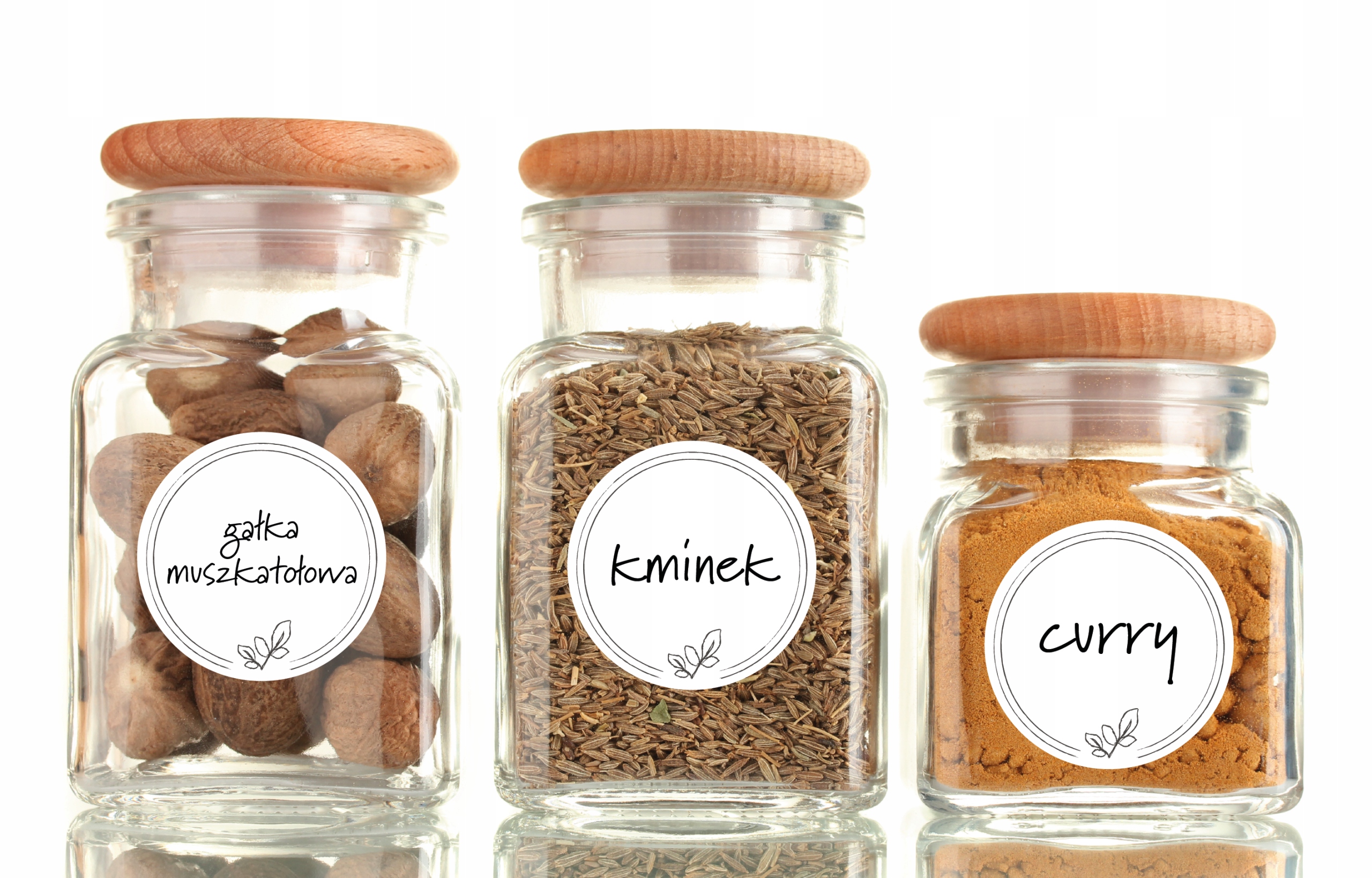 PUSTE NAKLEJKI NA PRZYPRAWY SŁOIK 30szt 4cm BIAŁE Marka Poli-Trader