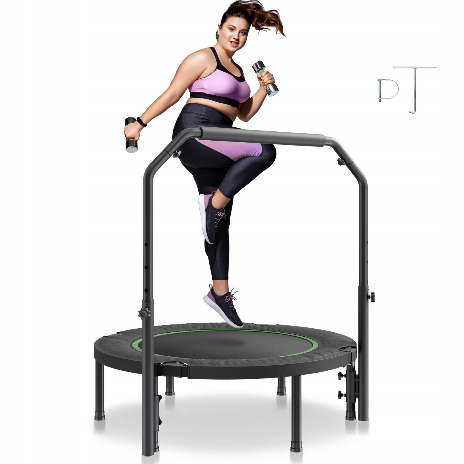 Silná fitness trampolína s nastavitelným úchytem 104,5 cm