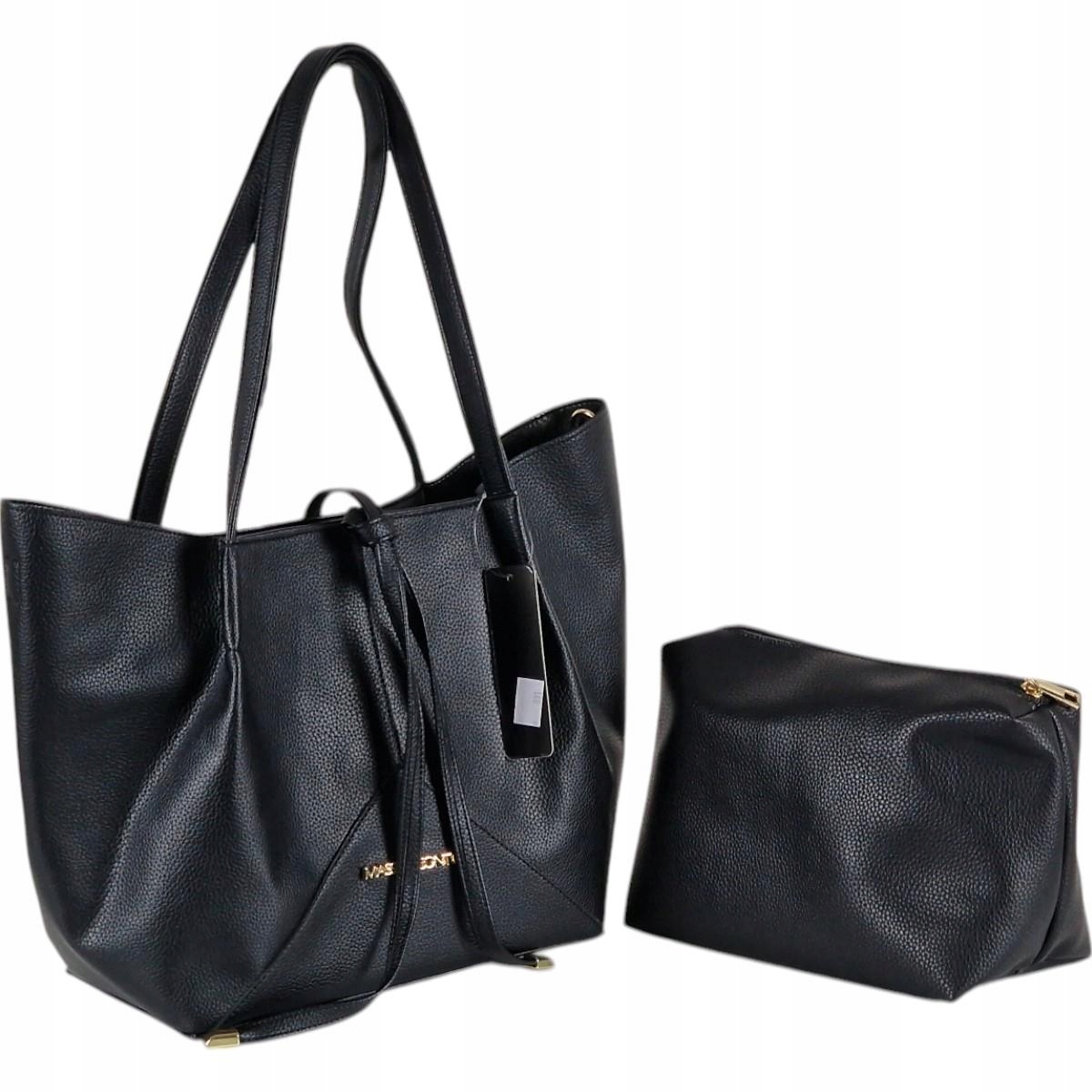 Massimo Contti klasická shopper kabelka eko kůže černá přes rameno