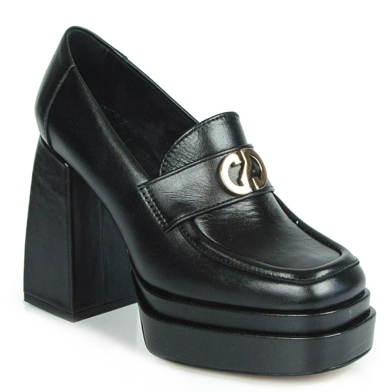 Carinii B9292 Lodičky Mokasíny Kůže Lico Černé 40