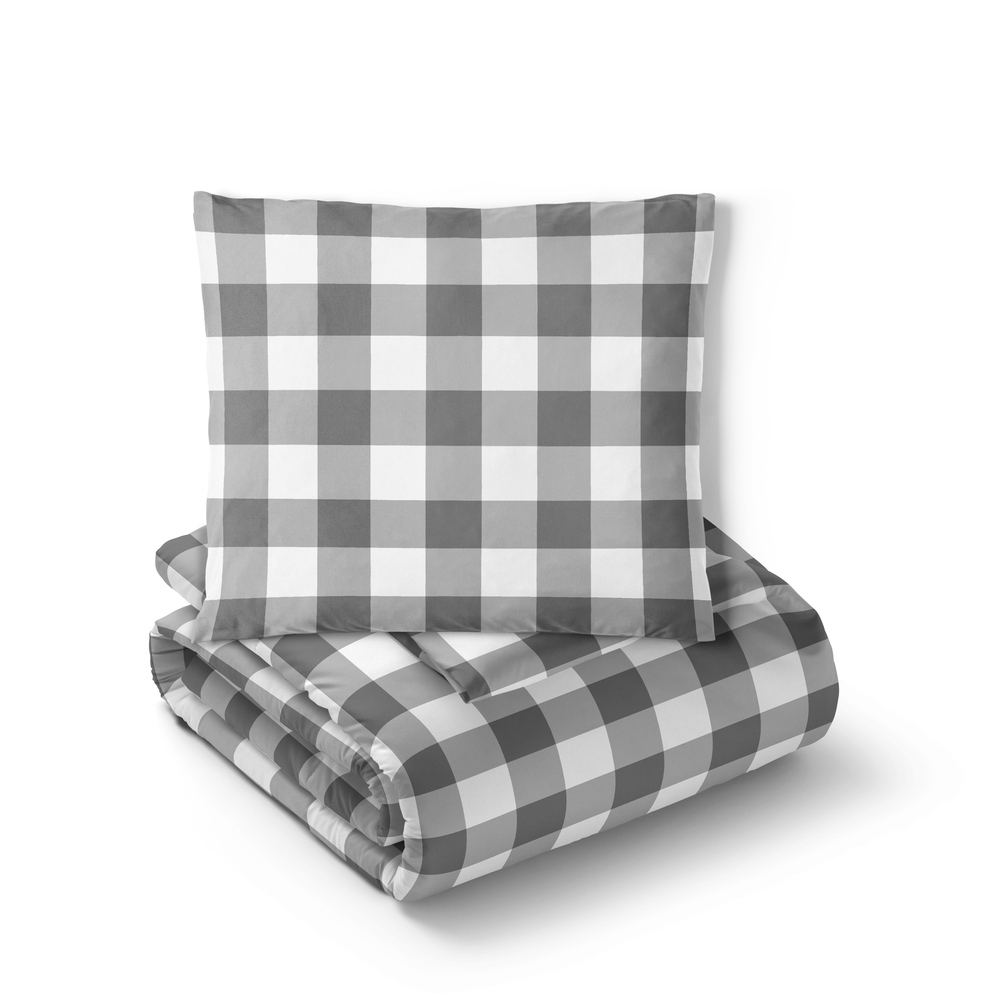 krepové povlečení 140x200 povlak na polštář 70x80 Polský Výrobce – šedá mřížka