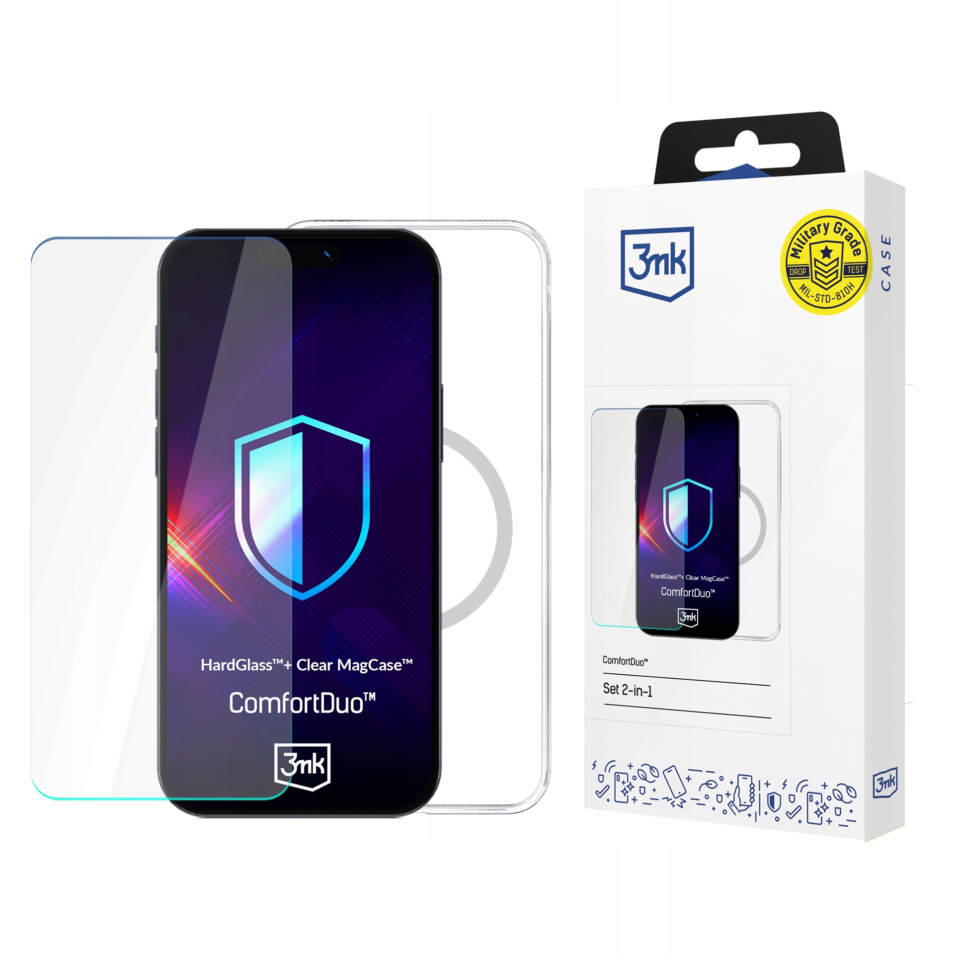 3mk ComfortDuo Szkło i etui MagCase na iPhone 16 Pro Max przezroczyste