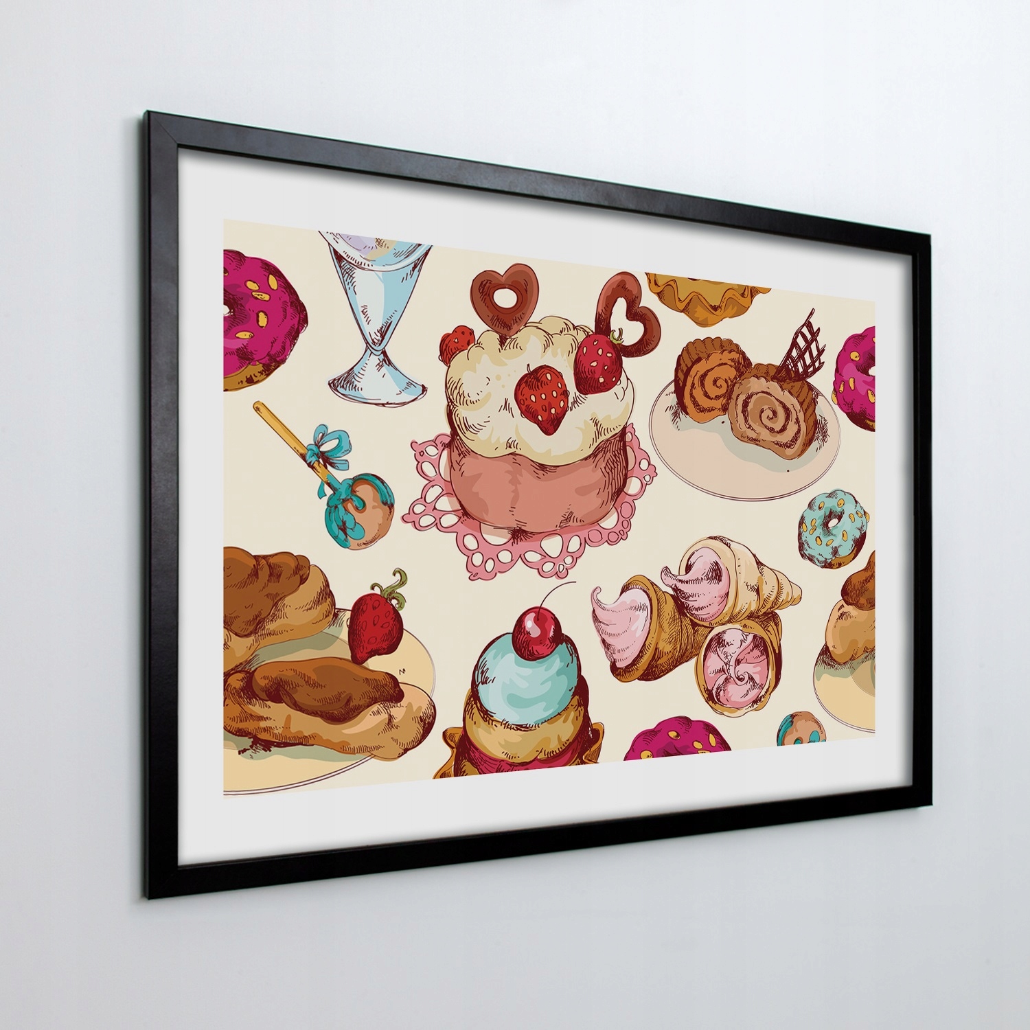 Obraz v ráme na stenu Torty zmrzlina grafika 70x50