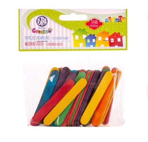 

Patyczki Drewniane Kolorowe Krótkie 50 Sztuk Astra