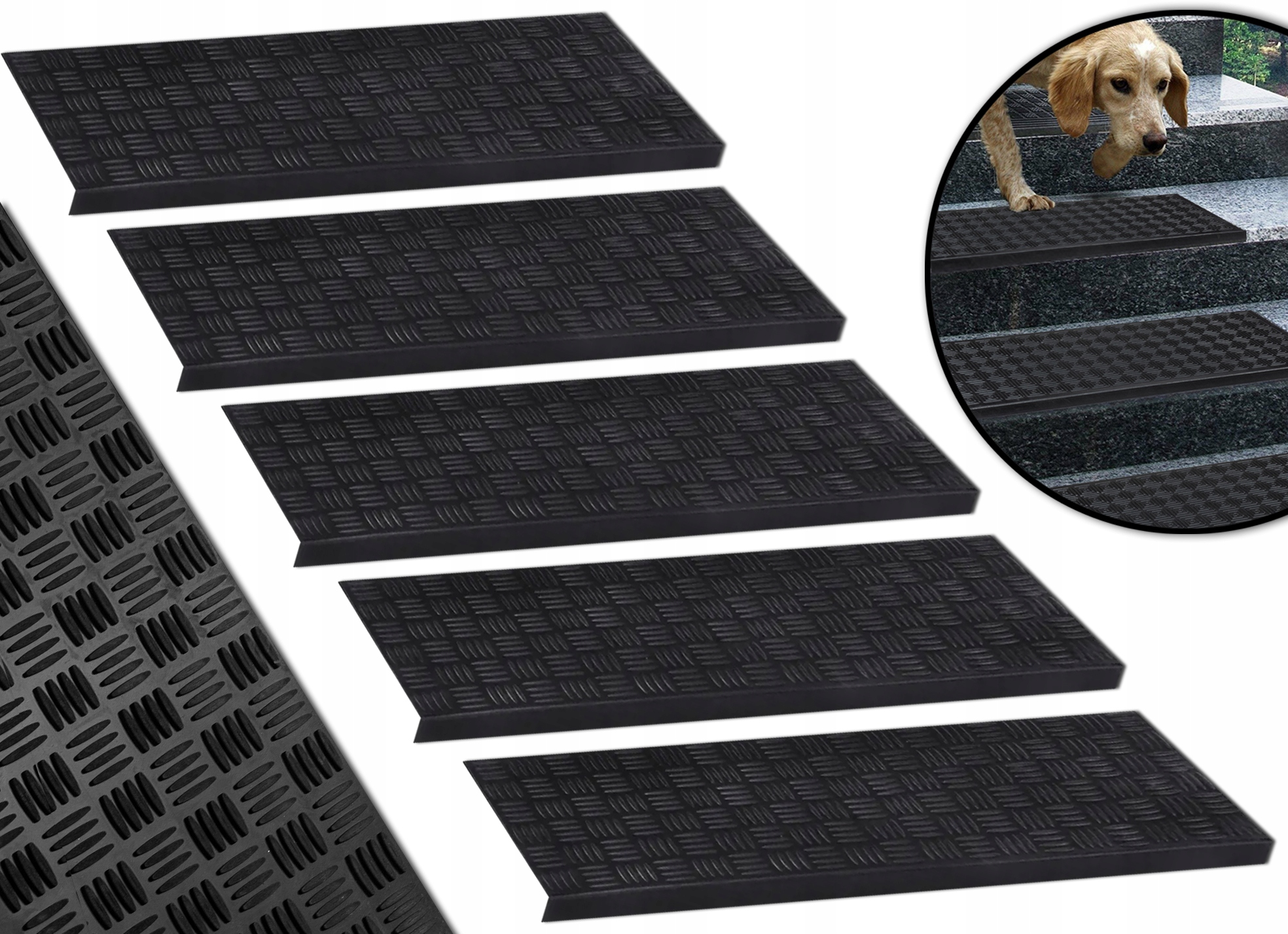 5 x Nášlapy Na Schody Gumové Protiskluzové Vnější Stupně Pevné Ryfel
