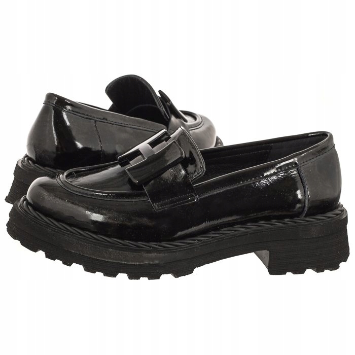 Boty Mokasíny Polobotky Kožené Dámské Venezia Černé Lakované