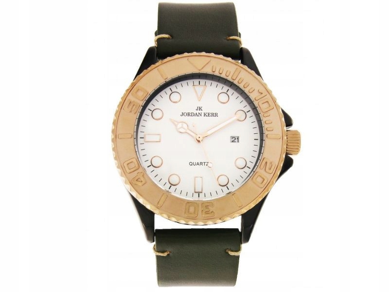 Moderní pánské ocelové hodinky s bílým ciferníkem a koženým řemínkem, datumovka