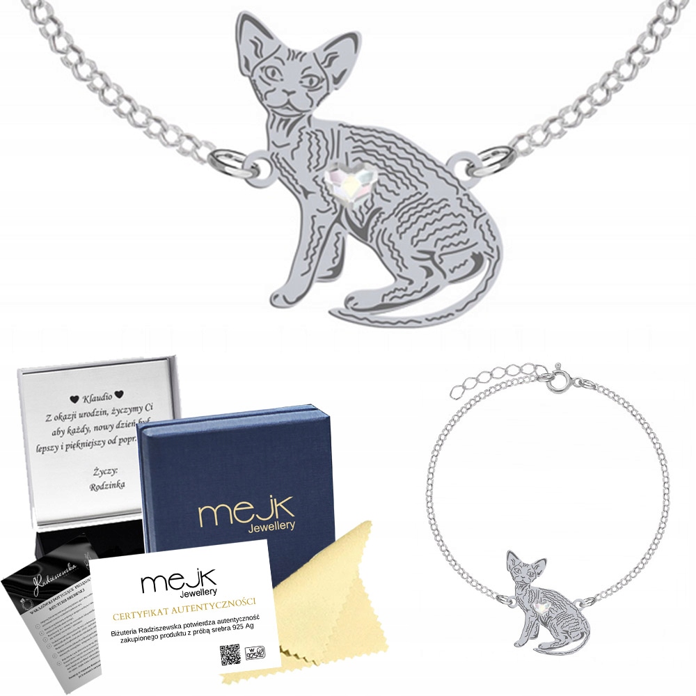 Stříbrný náramek z Devon Rex 925 Dárek Řetízek Šperky Gravírování