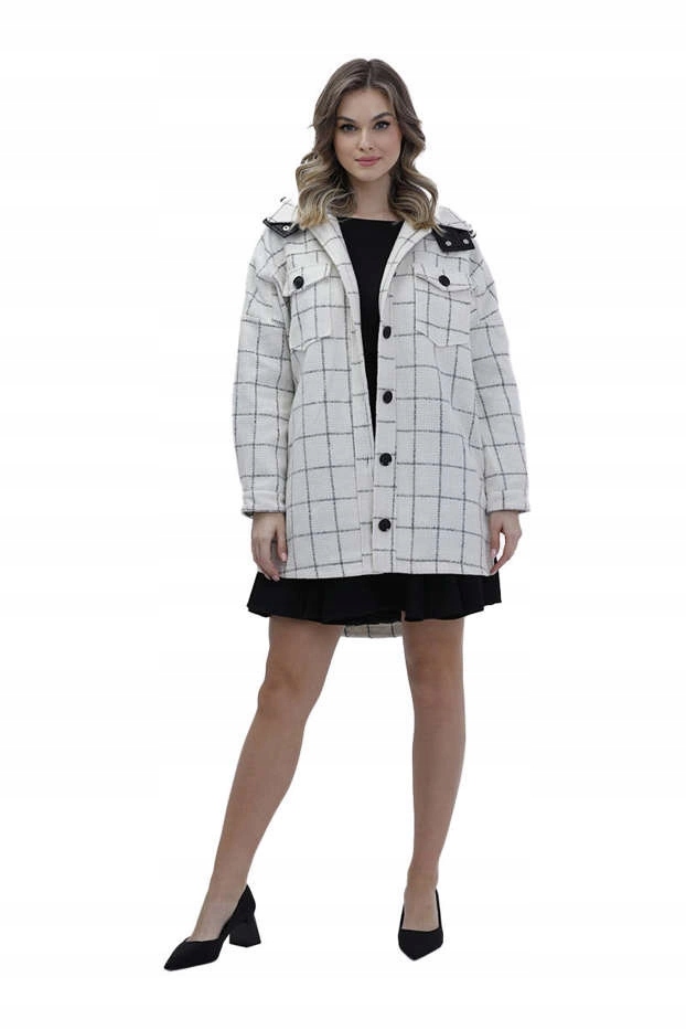 Kostkovaná Bunda AG3-1813 Ecru S (36)