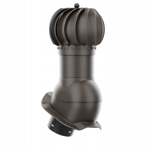 Rotačný krb Rotoline pre plechovú krytinu R fi 150 mm, guľovitý, tmavo hnedý