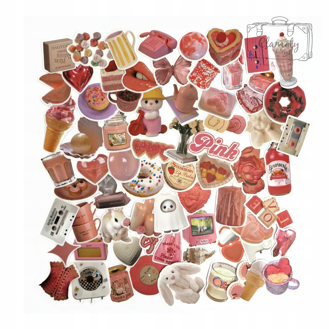 

Wlepki Naklejki Sticker Bomb Pink Vintage Mix