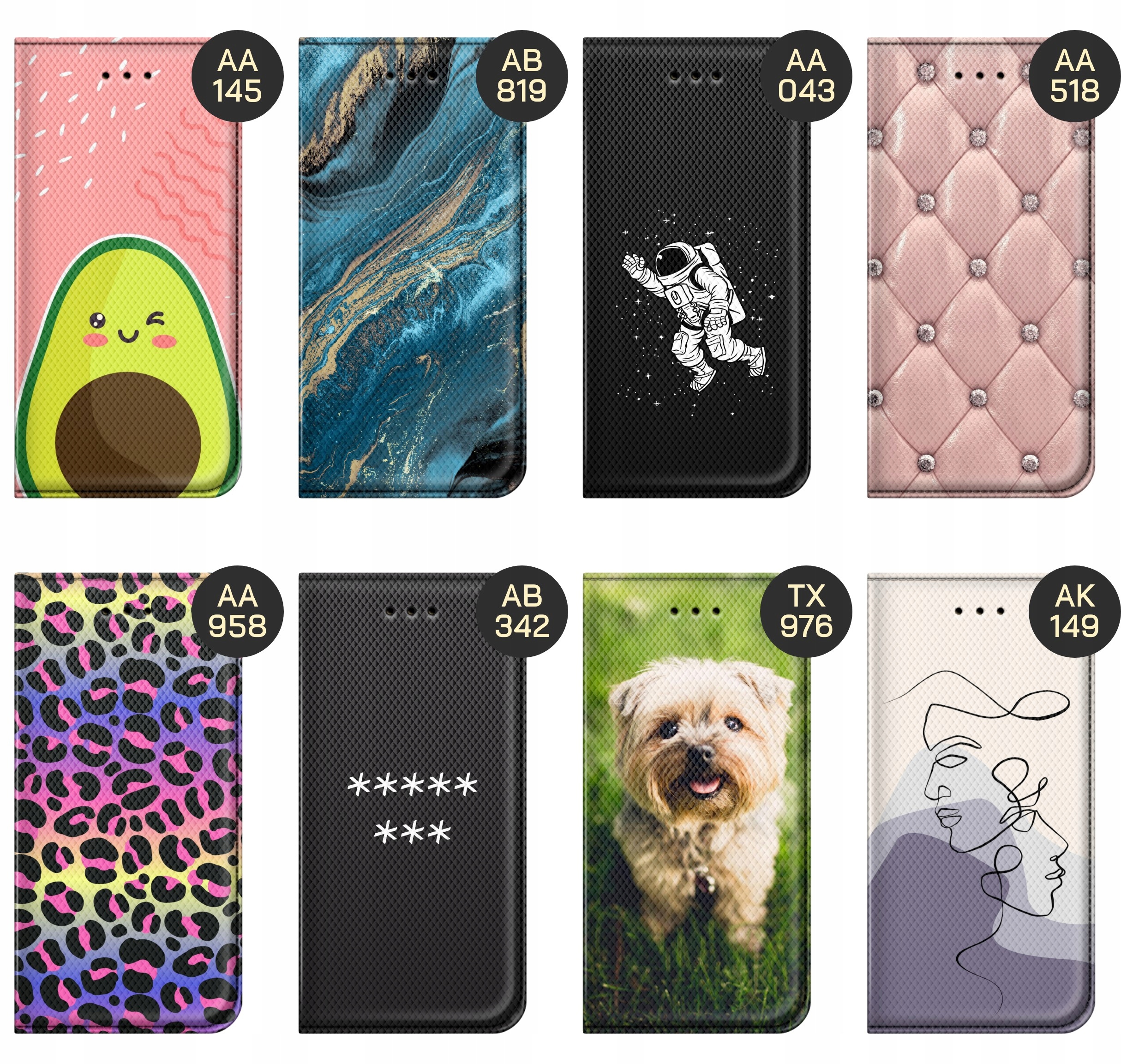 ETUI DO XIAOMI REDMI 9C WZORY TOP100 DESIGN Z NADRUKIEM ZE WZOREM +SZKŁO Materiał skóra ekologiczna