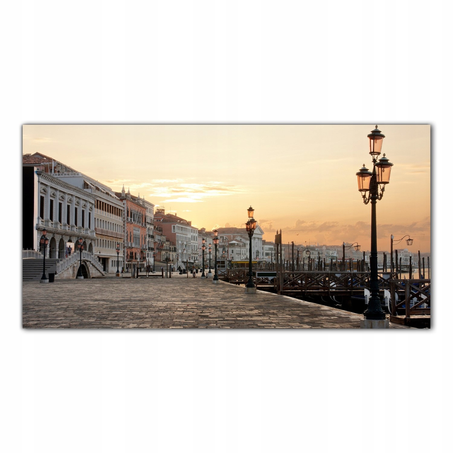 Benátky Západ slunce 140x70 Tvrzené sklo panel