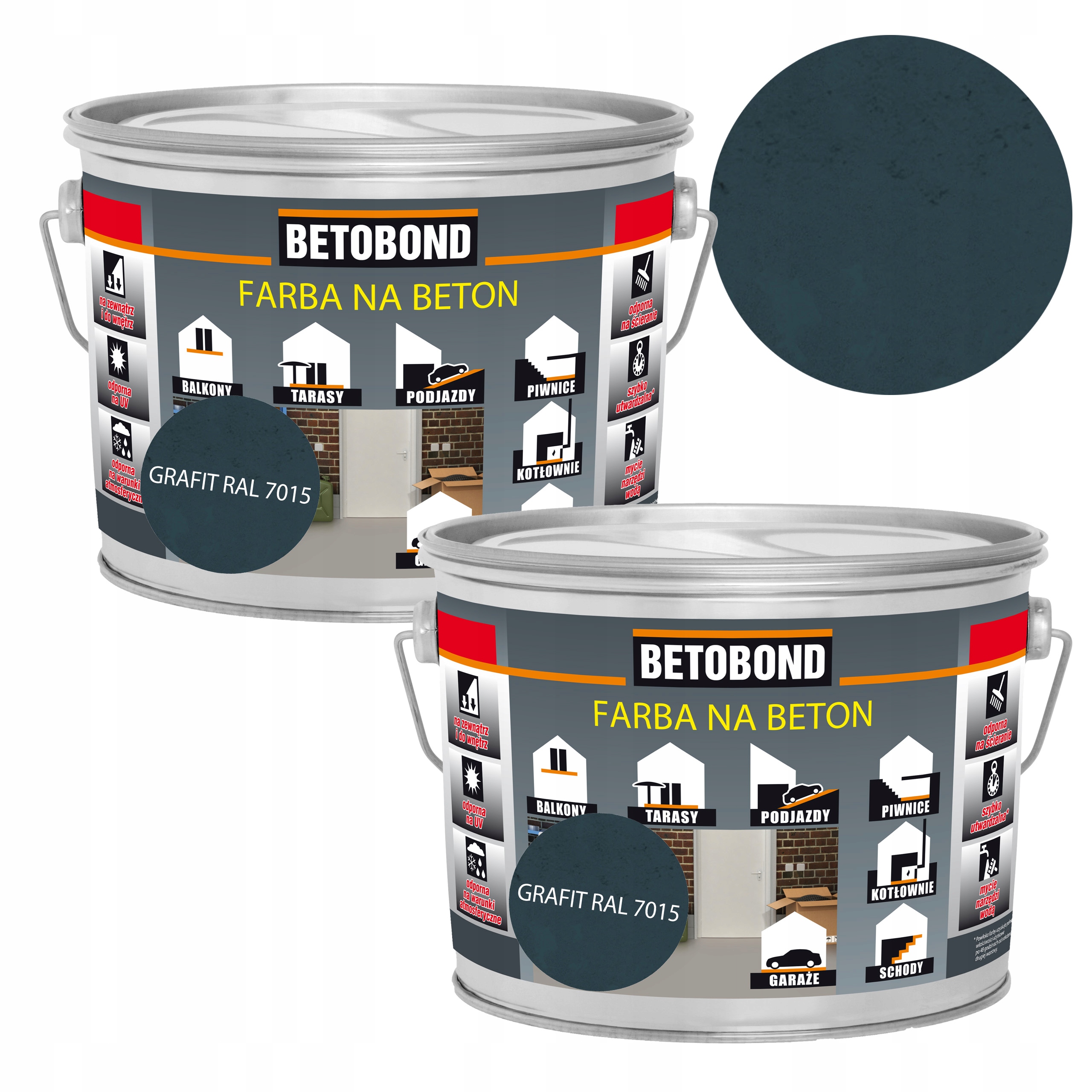 Farba do Posadzek Betonowych Grafit 2,5L Polifarb Betobond Zestaw 2 sztuk