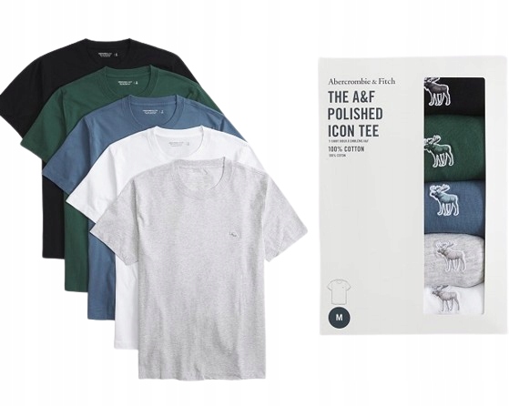 5 x tričko Abercrombie Hollister tričko L 5PAK polished