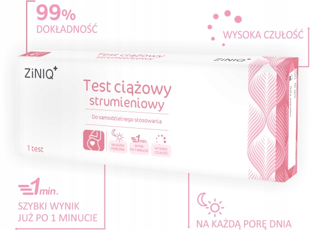 ZiNIQ Test ciążowy strumieniowy, 1 szt. Marka Inna