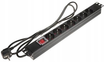 Zásuvková Lišta PD-7/R-N 7 Zásuvek 1U Rack 19" 1.8M 16A 4000W