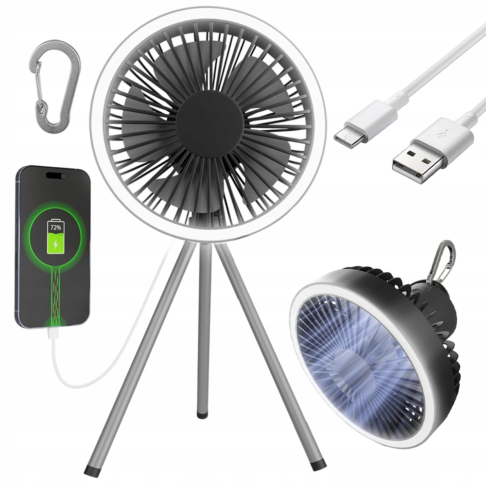 2V1 Lustr Led Lampa Stropní Ventilátor Větráček 3 Rychlosti Usb Stativ
