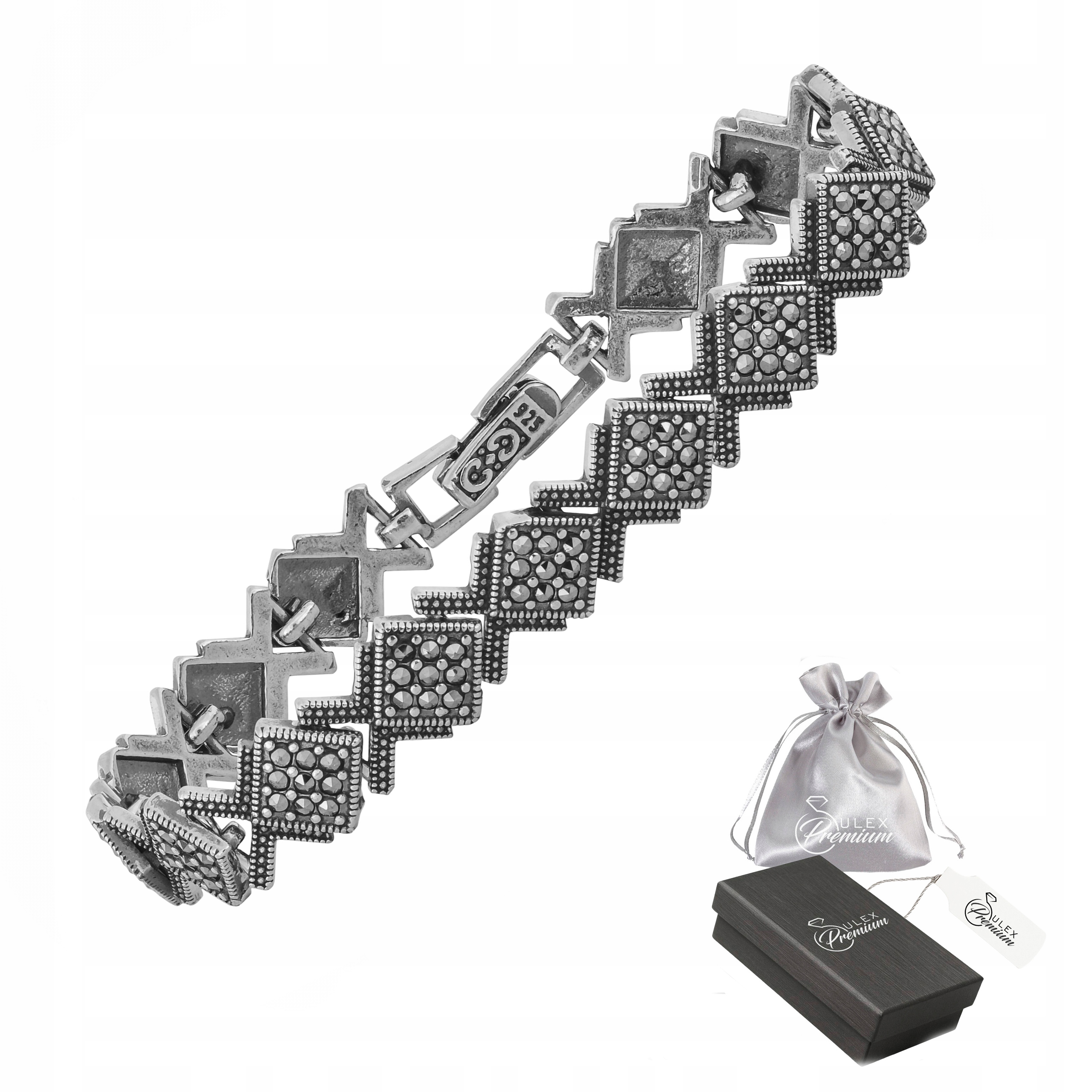 Stříbrný náramek ryzost 925 s markýzami Geometrický a stylový Vintage