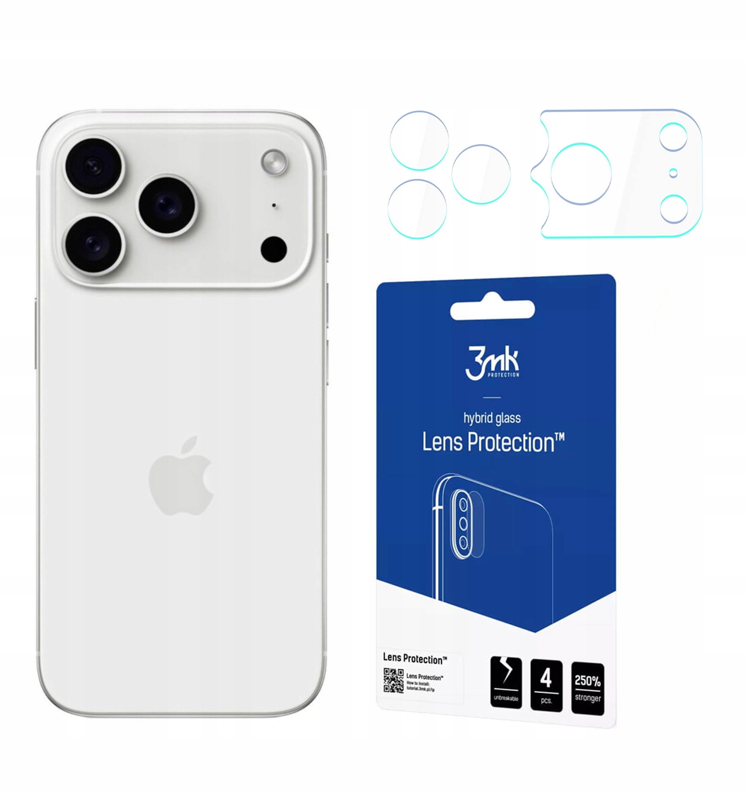 3MK Sklo na objektiv a ostrov fotoaparátu Lens pro iPhone 17 Pro Max 4ks