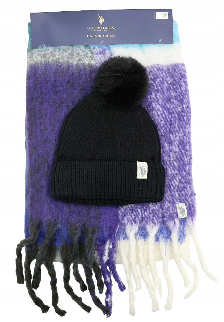 Dámská zimní sada pro mládež Čepice bambule Šála U.s. Polo Assn. Logo
