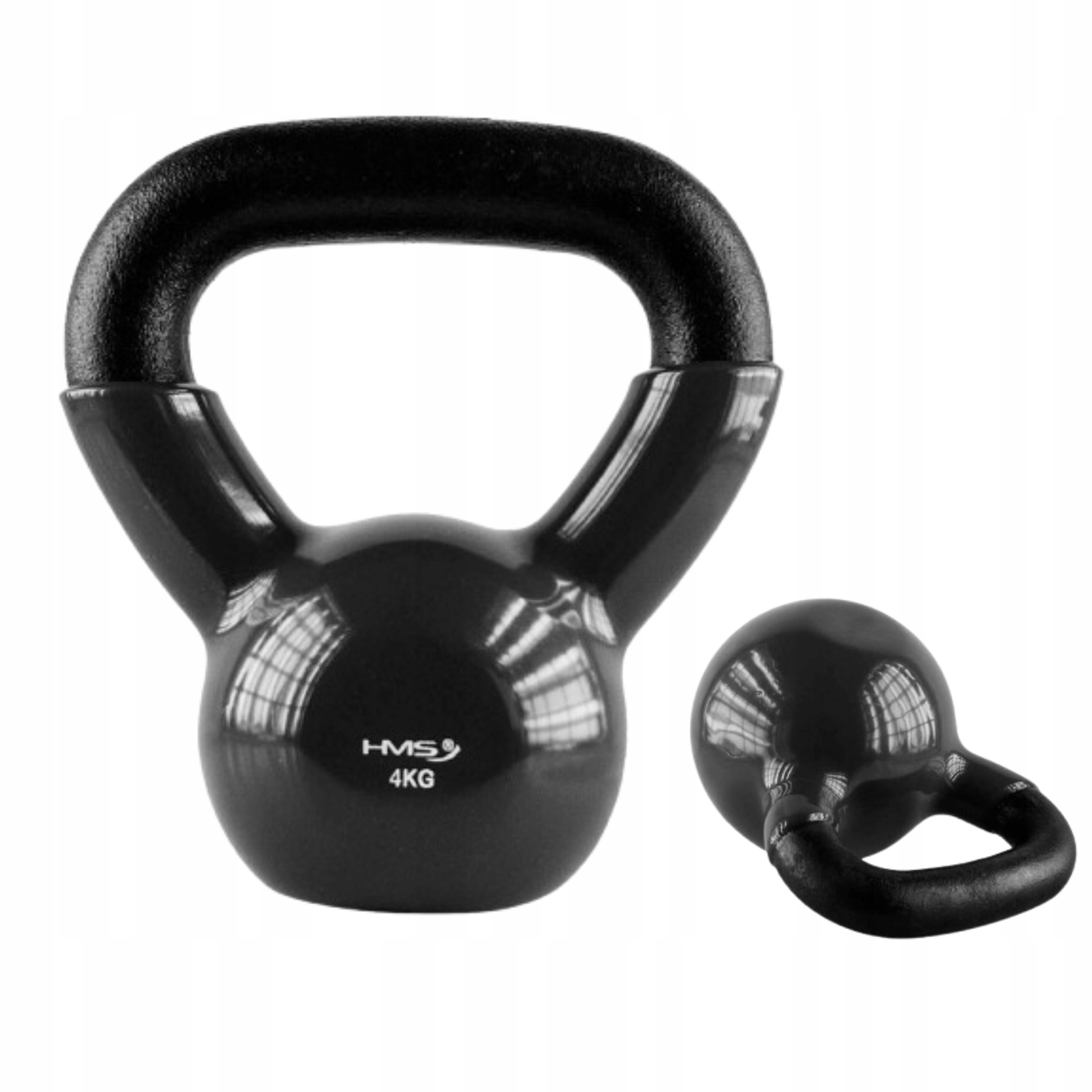 Profesjonalny Kettlebell 4kg Hms Żeliwny Winylowy Odważnik Kulowy Atest