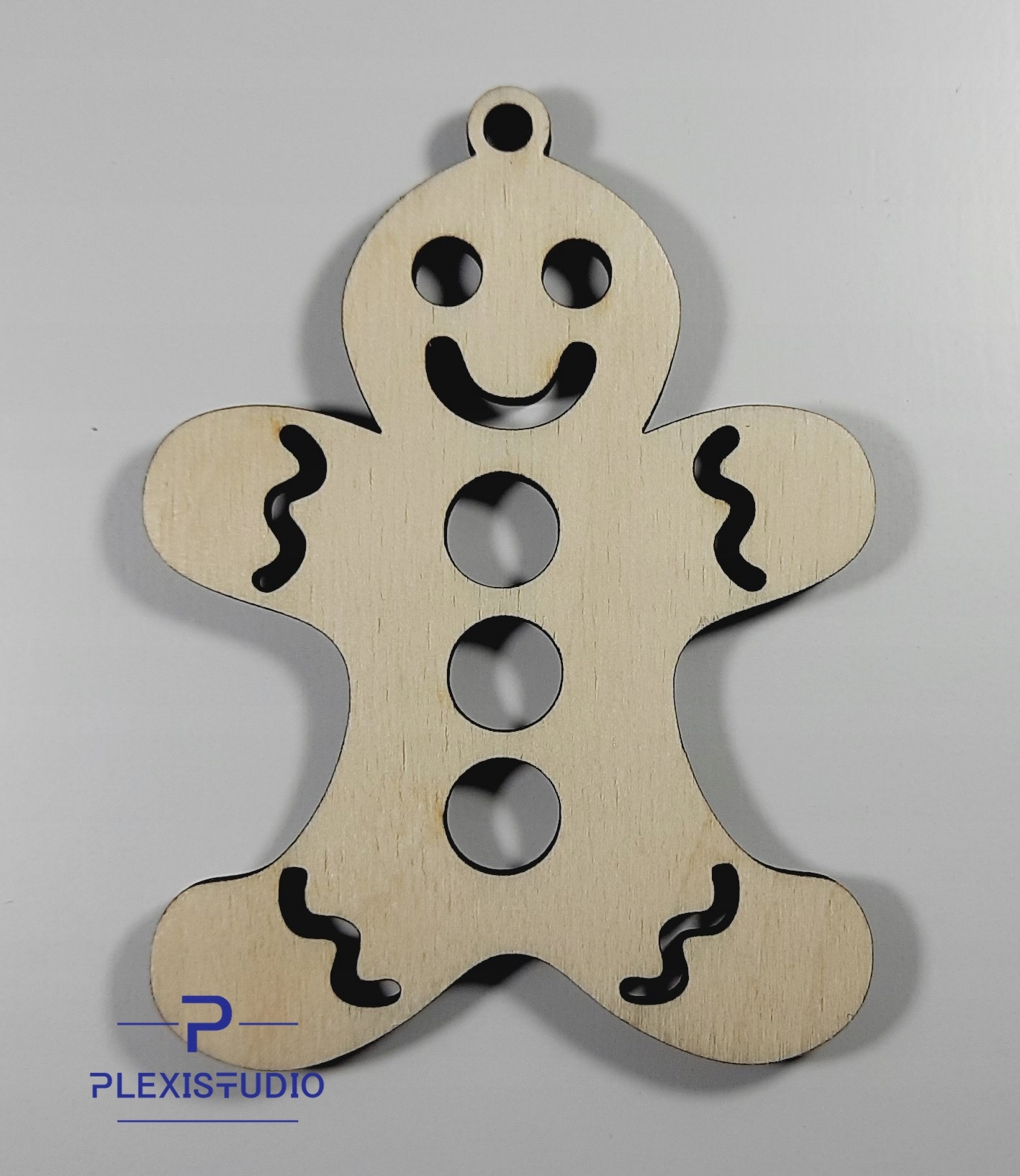 BOMBKA DREWNIANA OZDOBA ŚWIĄTECZNA SKLEJKA 10X7cm Motyw piernik