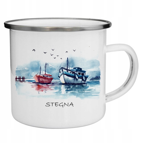 KUBEK STALOWY Prezent POZDROWIENIA ze STEGNY