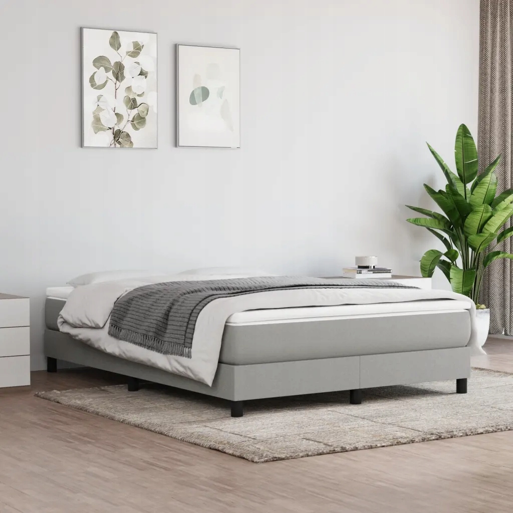 Rám postele s boxspringem světle šedý 140 x 190 cm textil Šedá 3120508