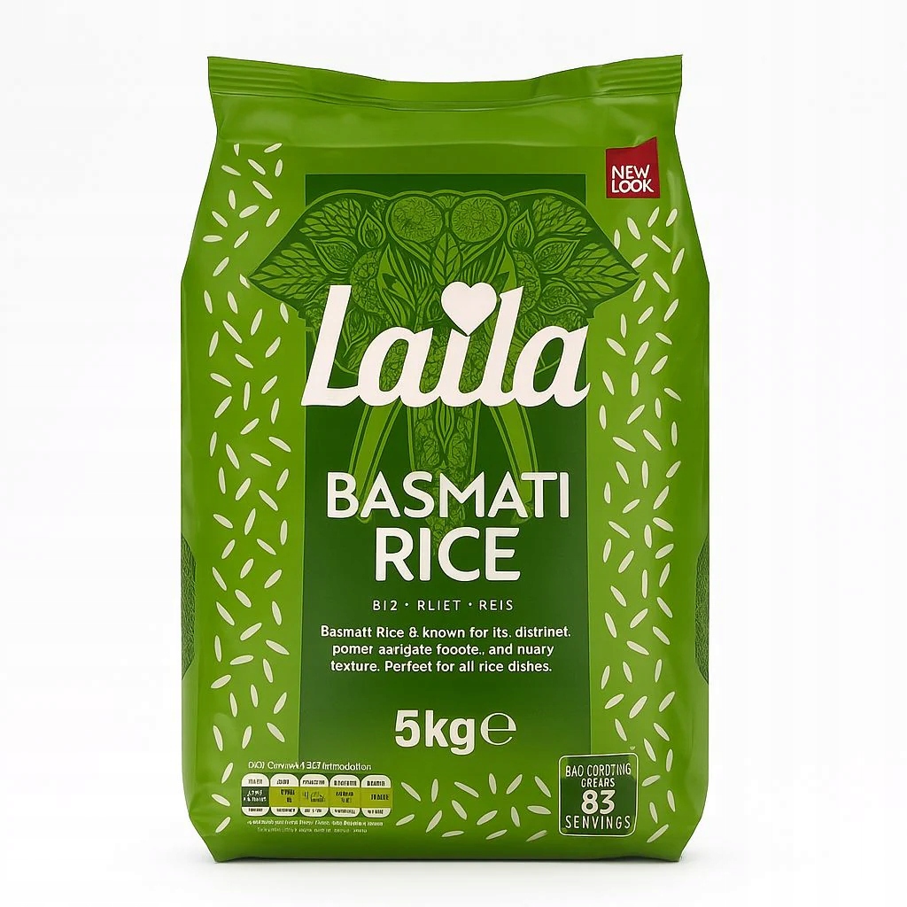Levně Rýže basmati Laila 5 kg dlouhozrnná, sypká, aromatická rýže prémiové kvality