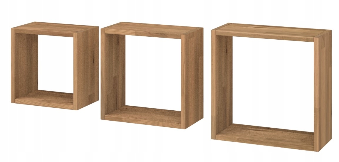 Sada troch dubových políc Cube štvorec Z3