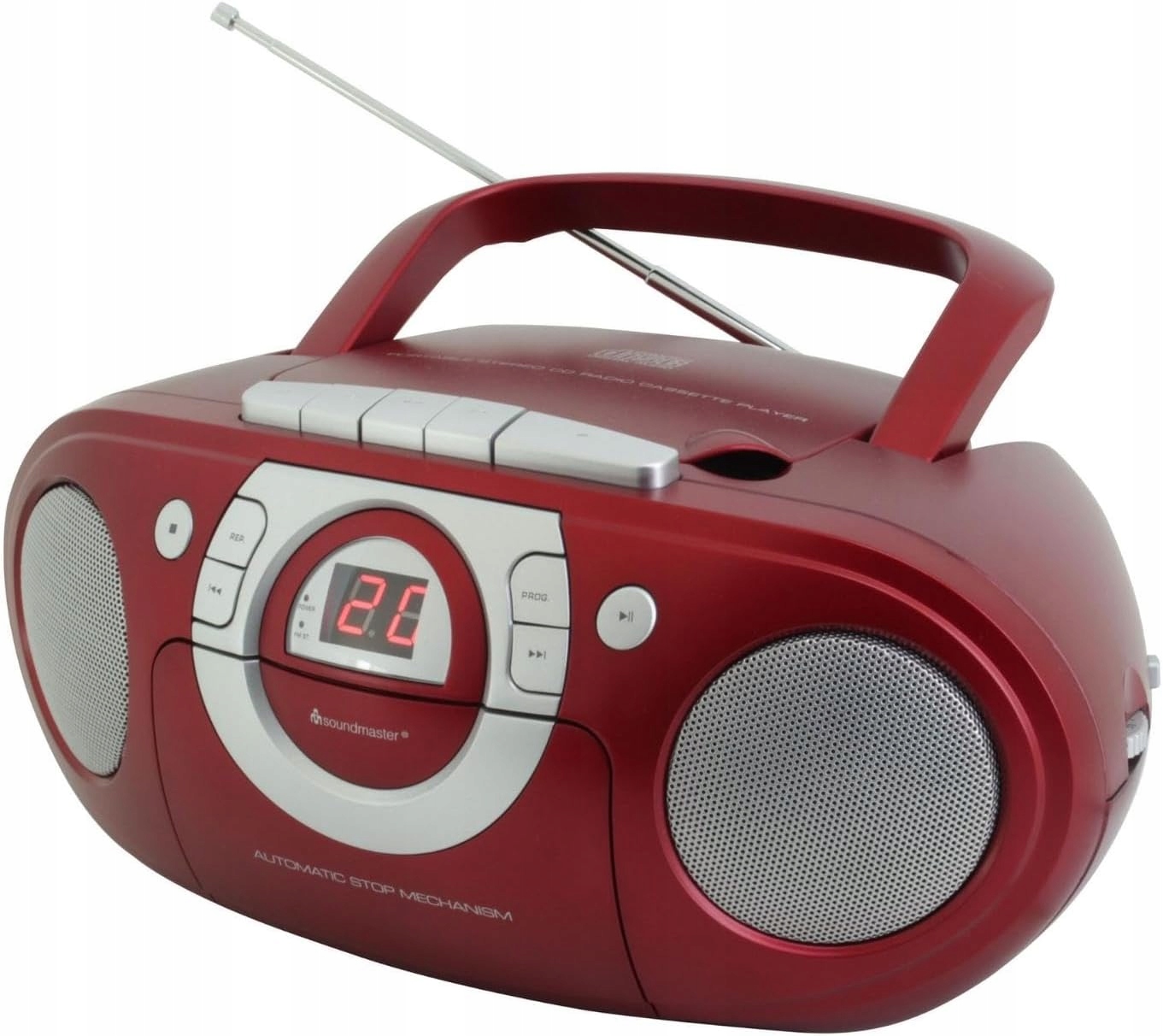 Radio Magnetofon Audio CD Fm kazeta BoomBox Soundmaster SCD5100RO Červená