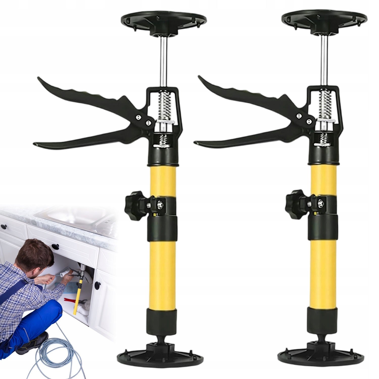 2X Teleskopická Stropní Podpěra Nastavitelná 30-59 CM, Pevná Pro Skříňky