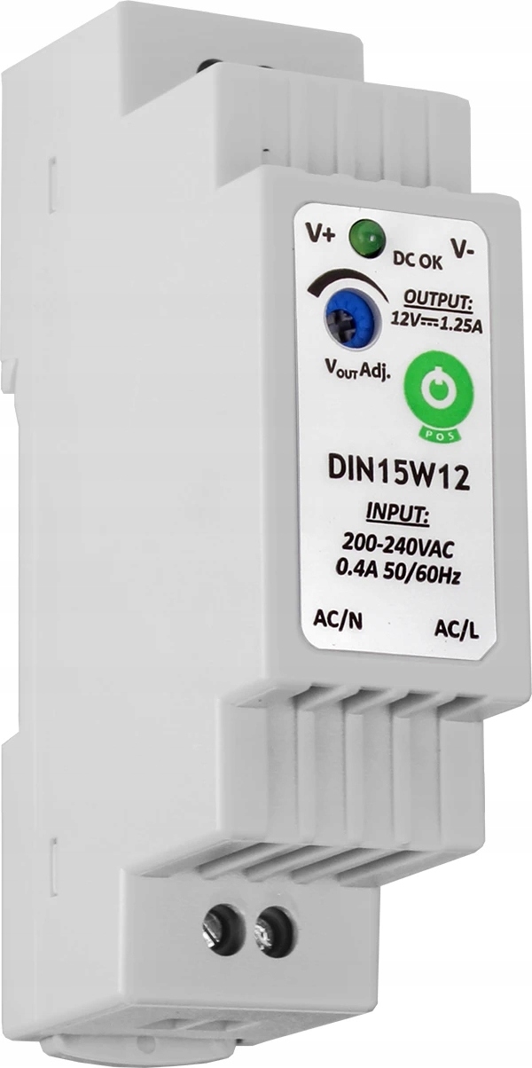 

Zasilacz led Pos na szynę Din 15W 12V DC 1,25A Din