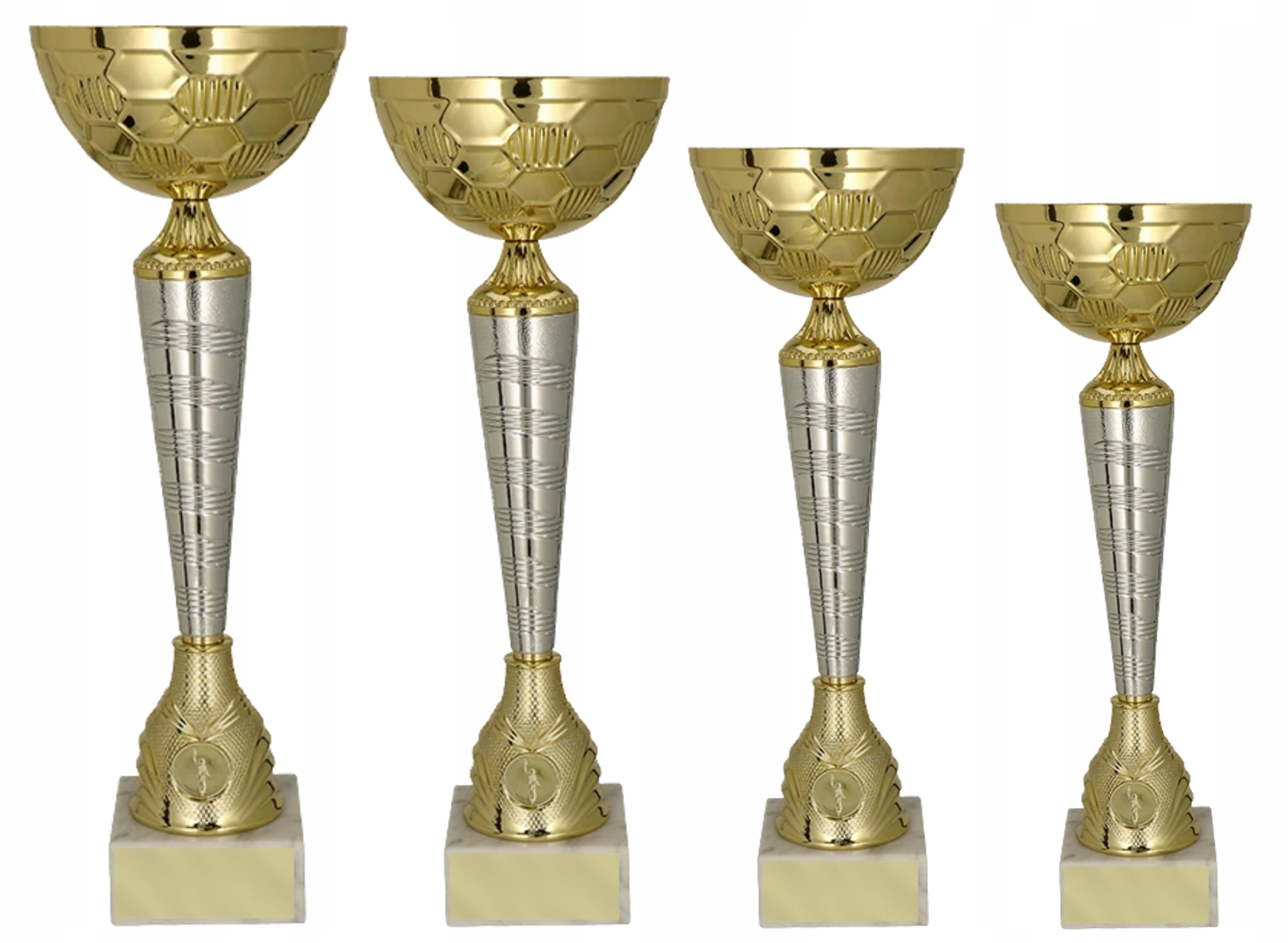 Klasický set 4 pohárů Čtyřka, sportovní emblém, popis 40/38/35/33 cm