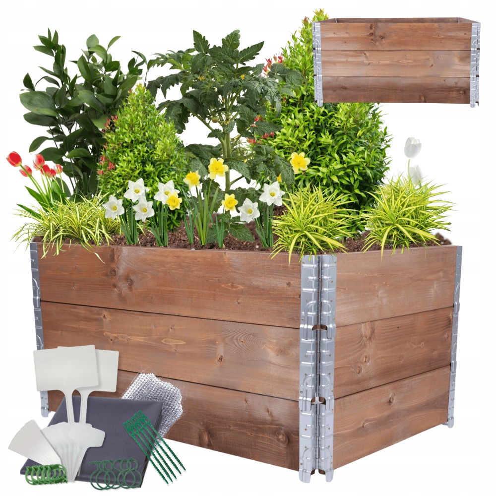 Vyvýšený kaskádový záhon nastaviteľný zeleninový záhon impregnát 60x120x80