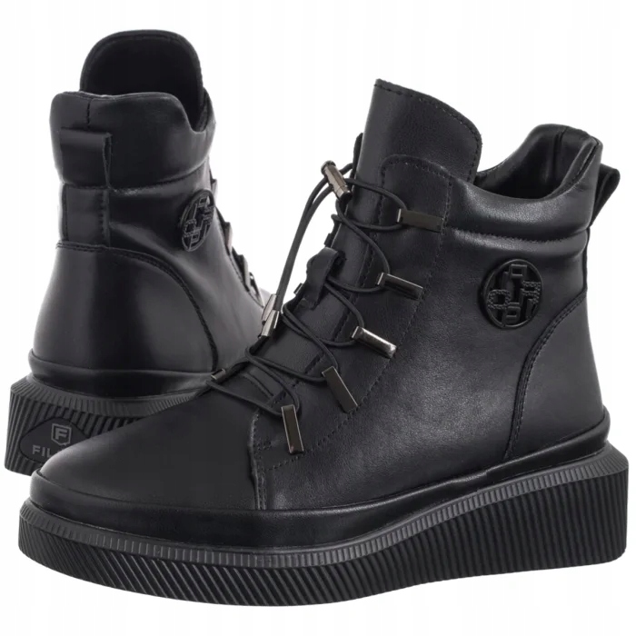 Dámské Kožené Boty Kotníkové Boty Filippo Černé DBT7416/25 Black