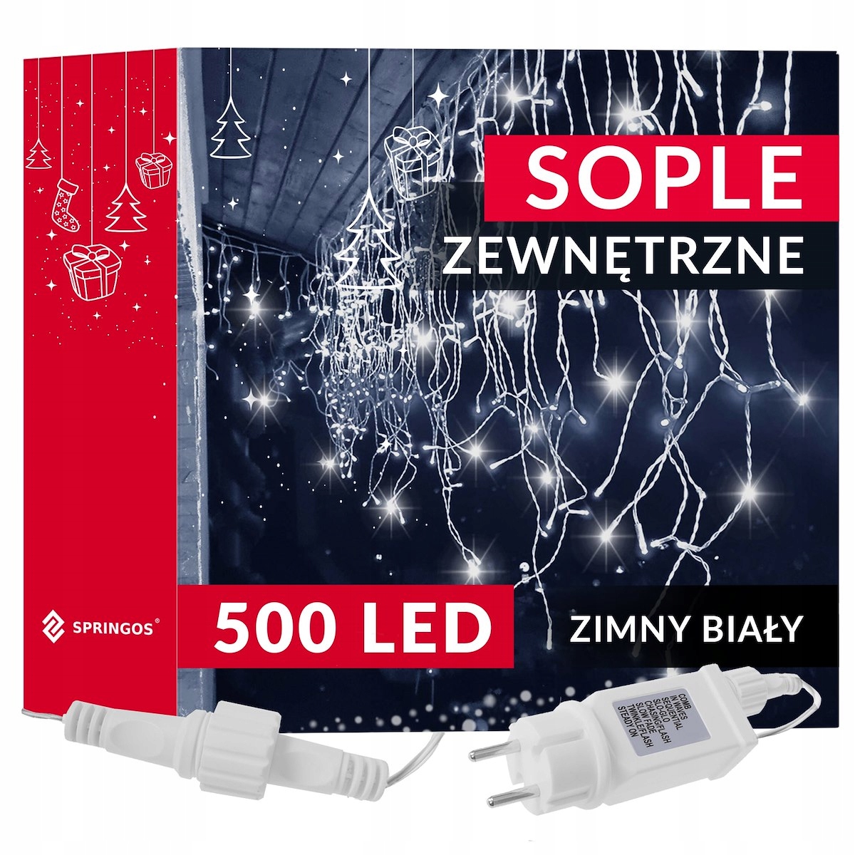 

Kurtyna Świetlna Lampki Sople 1500LED Białe IP44