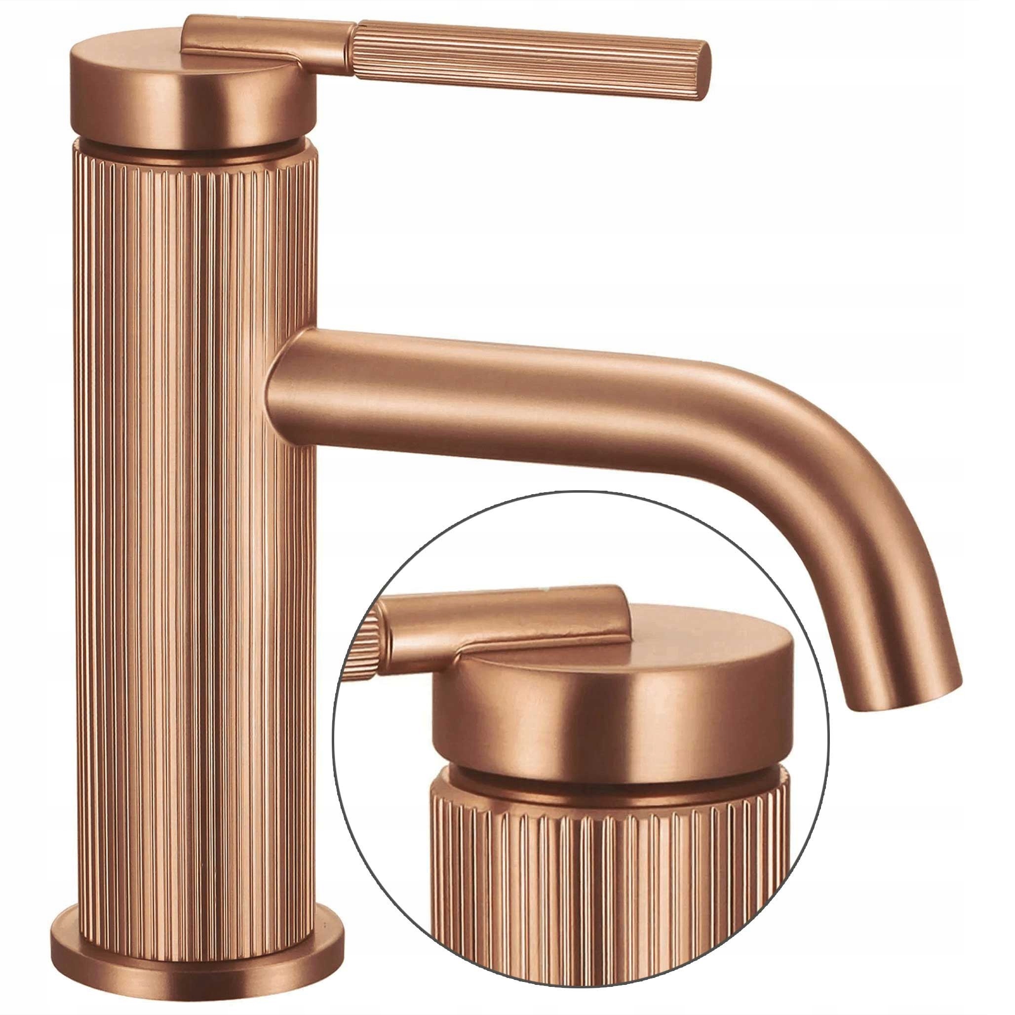 Umývadlová batéria Nízka Rea Argon Meď Kartáčovaná na umývadlo Ryflovaná