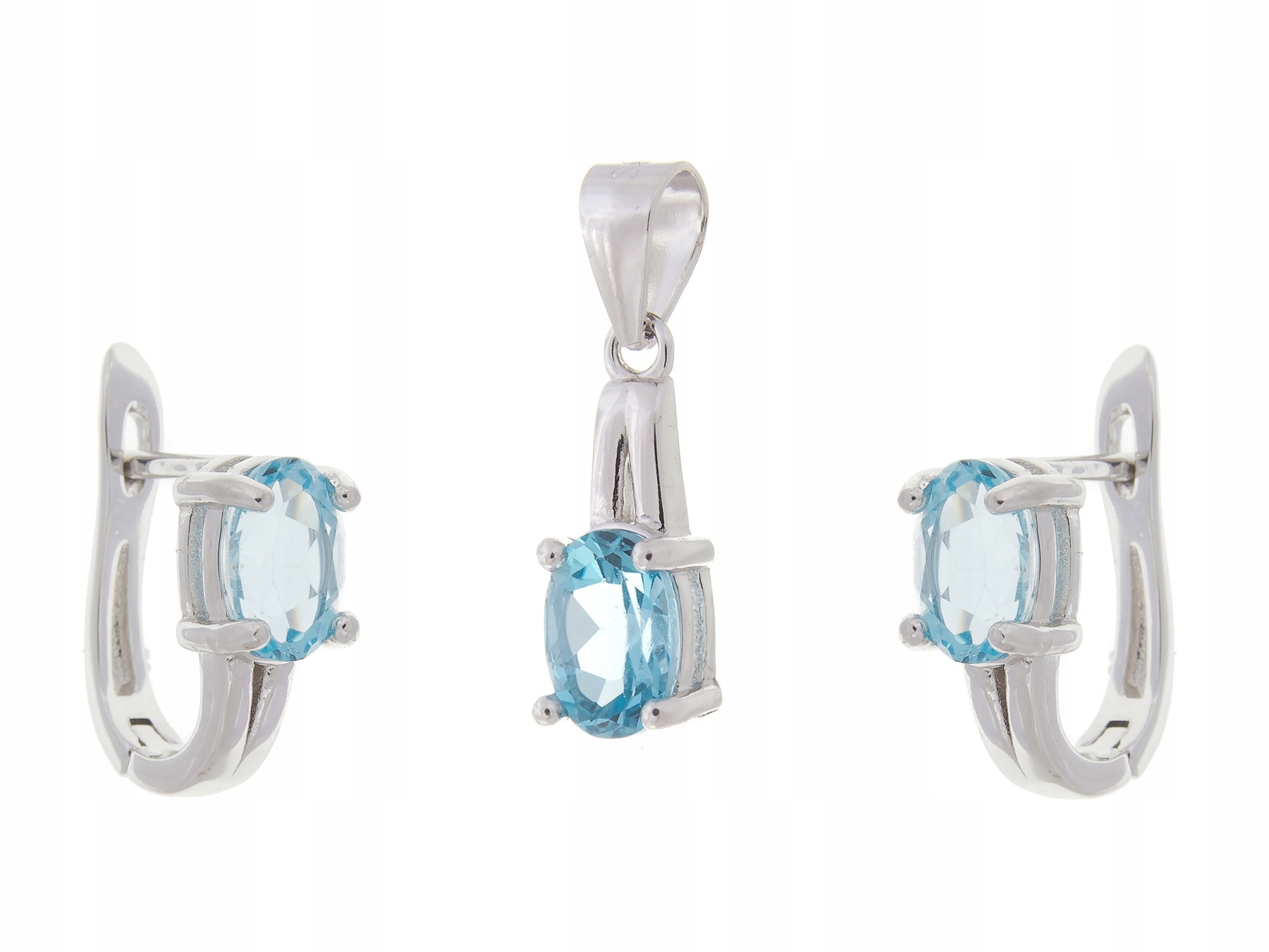 Stříbrný Rhodiovaný Komplet Swiss Topaz Přírodní Dárek