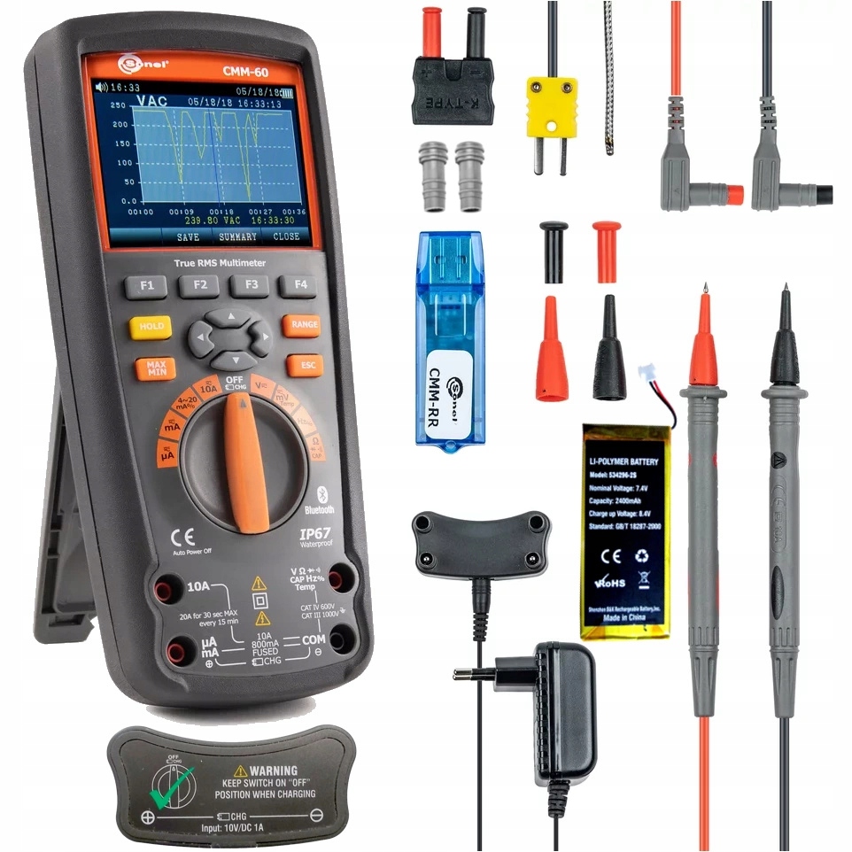 Sonel CMM-60 Priemyselný multimetr Digitálny záznamník Grafy Bluetooth