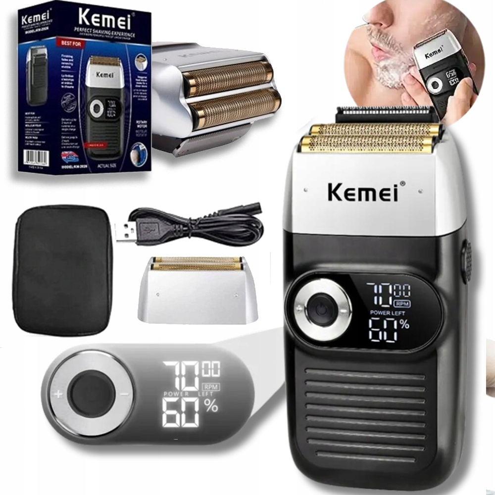 Mała Golarka Elektryczna Dla Mężczyzn Na Mokro I Na Sucho Kemei KM-2026