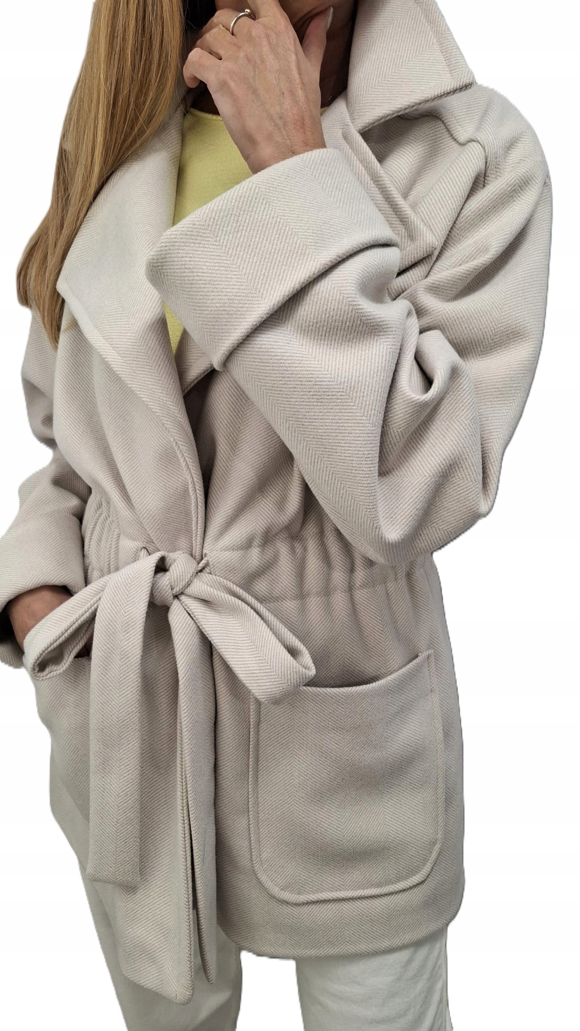 Cocomore Krátký kabát s jedličkou, bunda s páskem, béžová, 40/L 42/XL