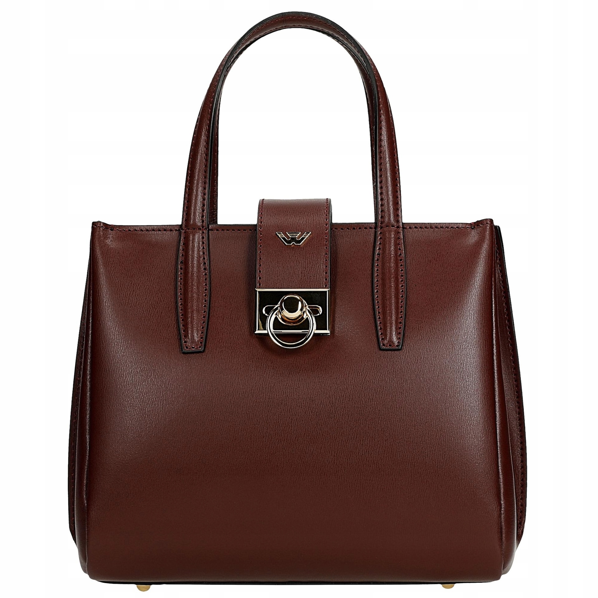 Dámská kožená Kabelka Kufřík se zlatým zapínáním Lícová bordó Wojas