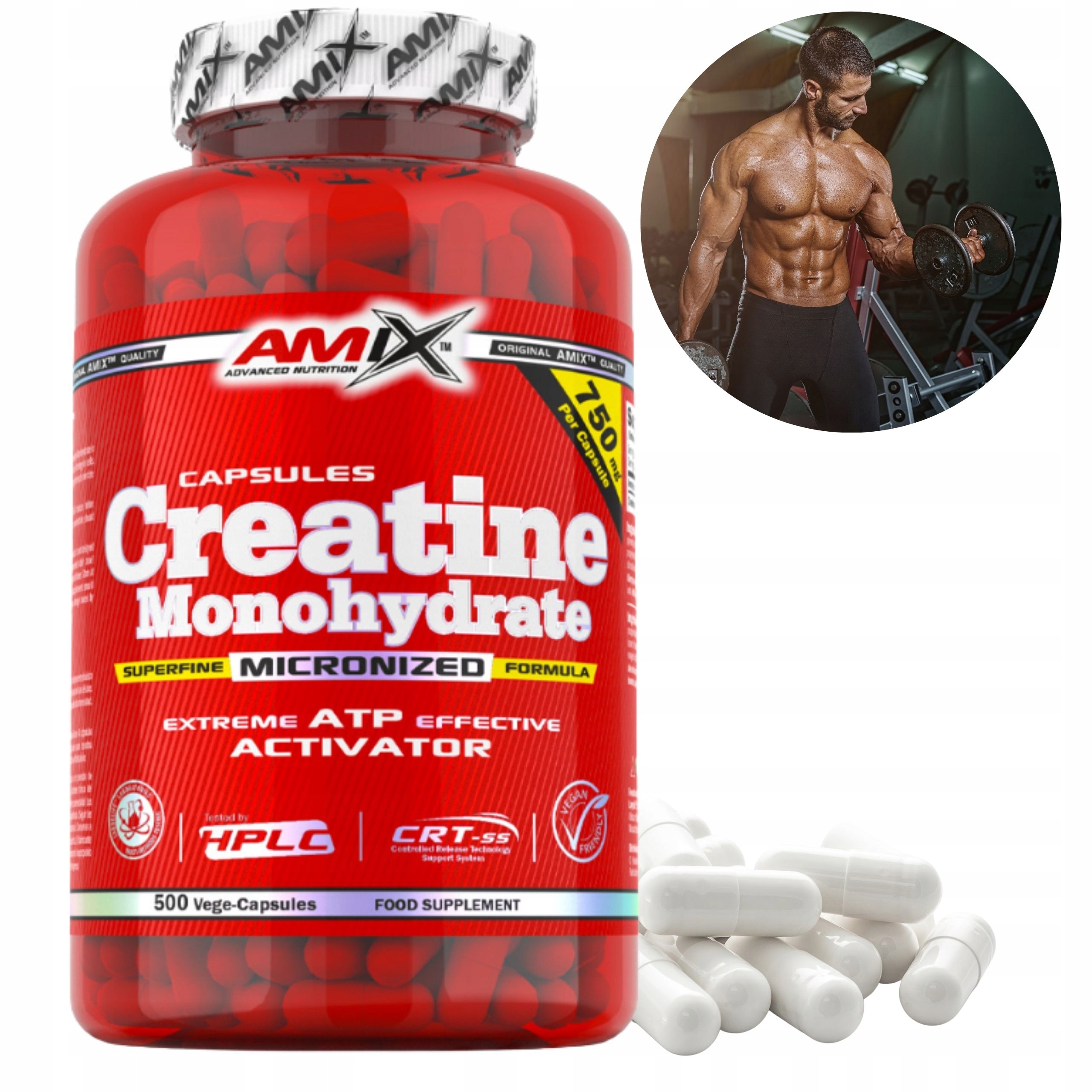 Čistý Kreatin Monohydrát kreatinu Creatine kapsle Tabletky 500ks