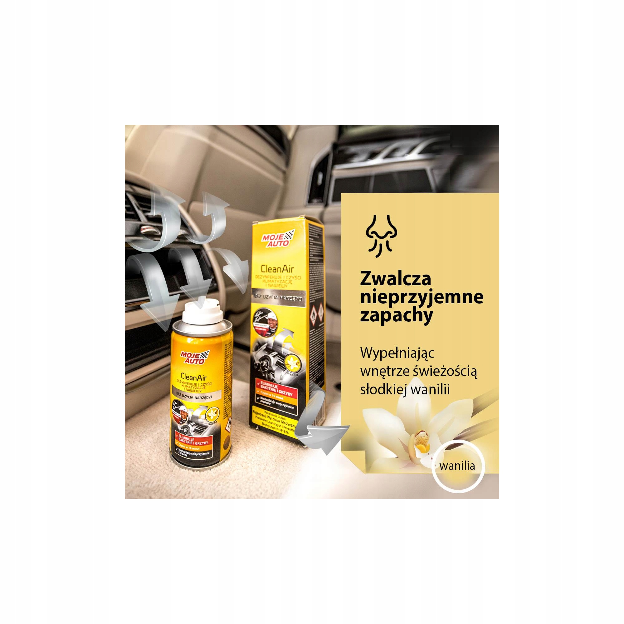 Odświeżacz Klimatyzacji i Nawiewów Wanilia 150ml Waga produktu z opakowaniem jednostkowym 0.15 kg